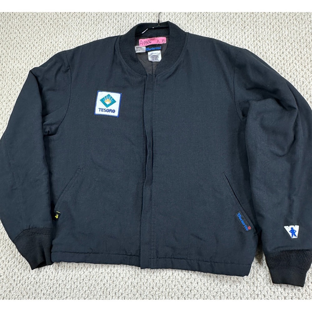 Workrite FR Bomber Jacket Mens L Reg Dark Navy Quilted Coat Nomex IIIA 530NMX45